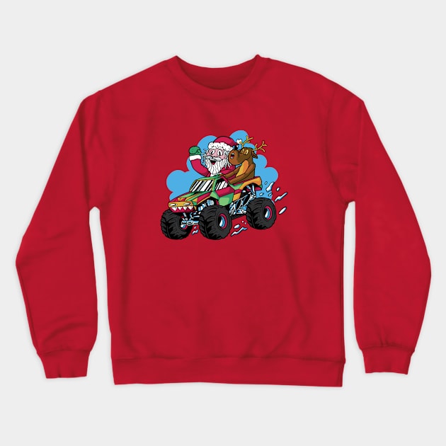 Ready to Crush Christmas // Santa Monster Truck Xmas Crewneck Sweatshirt by SLAG_Creative